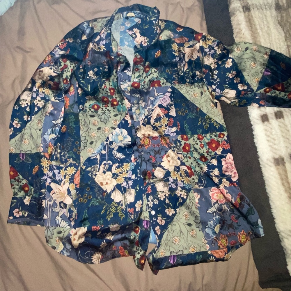 Zara button down shirt satin